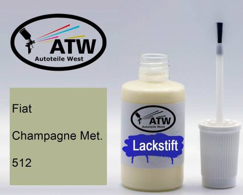 Fiat, Champagne Met., 512: 20ml Lackstift, von ATW Autoteile West.